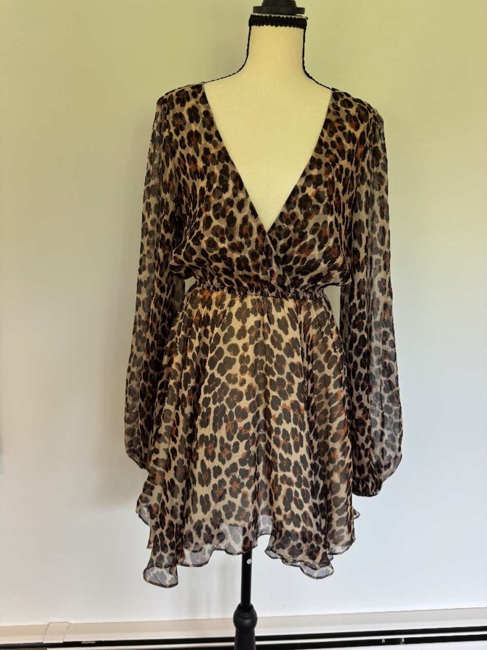 Caroline Constas Olena Silk Leopard Print Mini Dress – Size Small